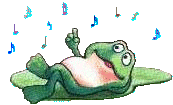 frog laying down listening to music   animation