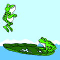 frogs sea sawing on a lilly pad   animation