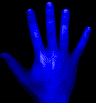 flaming blue hand  animation