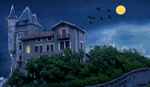  haunted house and lightening animation