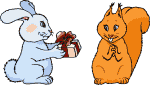 rabbit with a present  animation