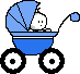  baby in blue pram animation