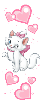 whie cat and pink hearts animation