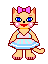  cat in skirt winking animation