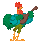 rooster playing guitar animation