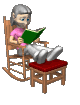 elderly lady in a chair reading  animation