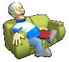 older man asleep on a setee  animation