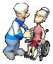 old man with lady in a wheelchair  animation