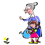  grandma and grand daughter gardening animation