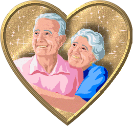 older couple in a heart  animation