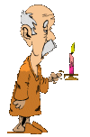 old man in nightshirt with a candle  animation