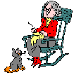 older lady in a rocking chair with a cat  animation