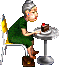 old lady eating  animation
