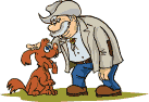 older man with his dog  animation