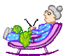old lady in rocking chair knitting  animation