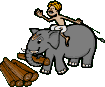 elephant and mahout loading wood  animation