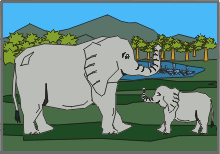 mother and baby elephant  animation
