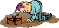 man watering a little plant  animation