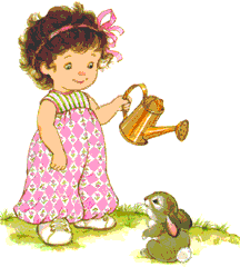girl watering tulips  animation