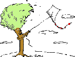tree flying a kite  animation