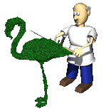 clipping a topiary flamingo   animation