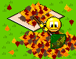 smilie sweeping up autumn leaves  animation