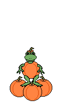 frog jumping on pile of pumpkins  animation