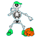  skeleton bouncing a  pumpkin  animation