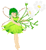 green fairy with white flowers animations